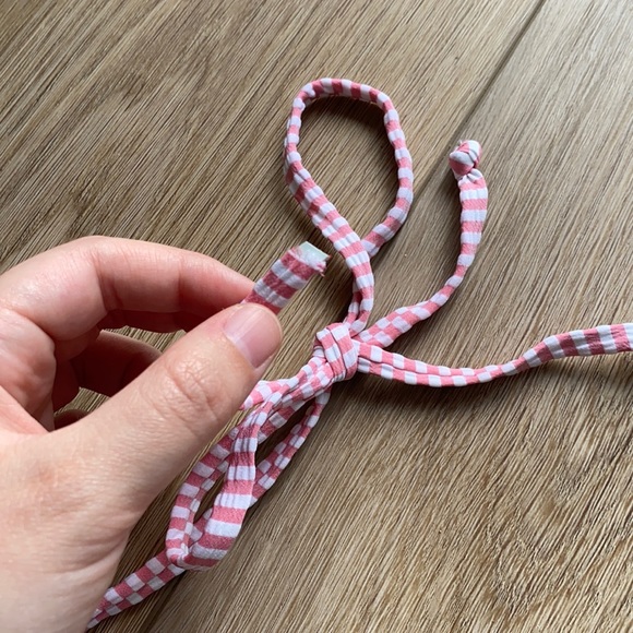 J. Crew Triangle Bikini Seersucker Pink White S - Picture 5 of 6